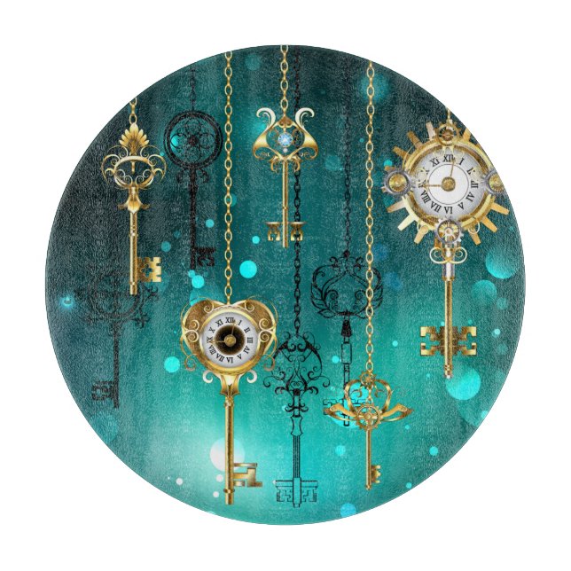 Antike Skeleton Keys on Green Background Schneidebrett (Vorderseite)