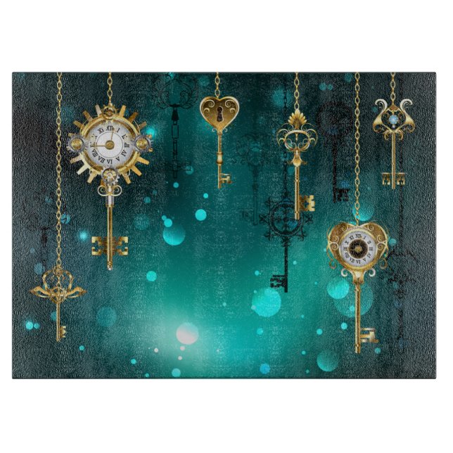 Antike Skeleton Keys on Green Background Schneidebrett (Vorderseite)