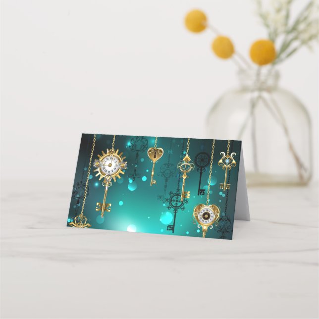 Antike Skeleton Keys on Green Background Treuekarte (Vorderseite)
