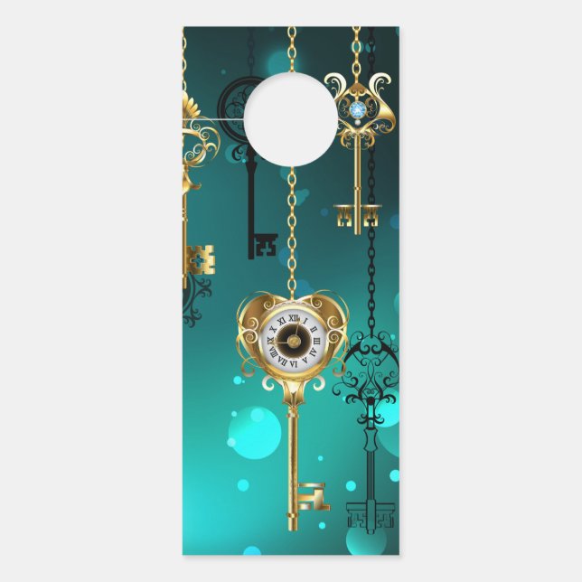 Antike Skeleton Keys on Green Background Türanhänger (Vorderseite)