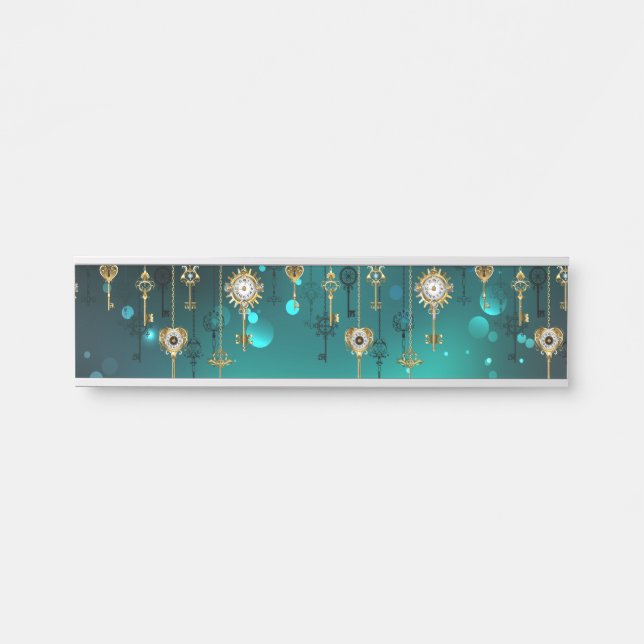 Antike Skeleton Keys on Green Background Türschild (Vorderseite )