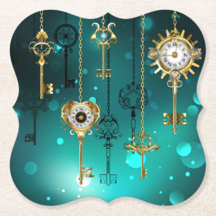 Antike Skeleton Keys on Green Background Untersetzer