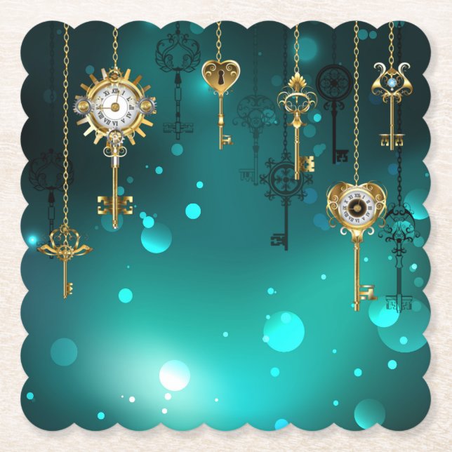 Antike Skeleton Keys on Green Background Untersetzer (Vorderseite)