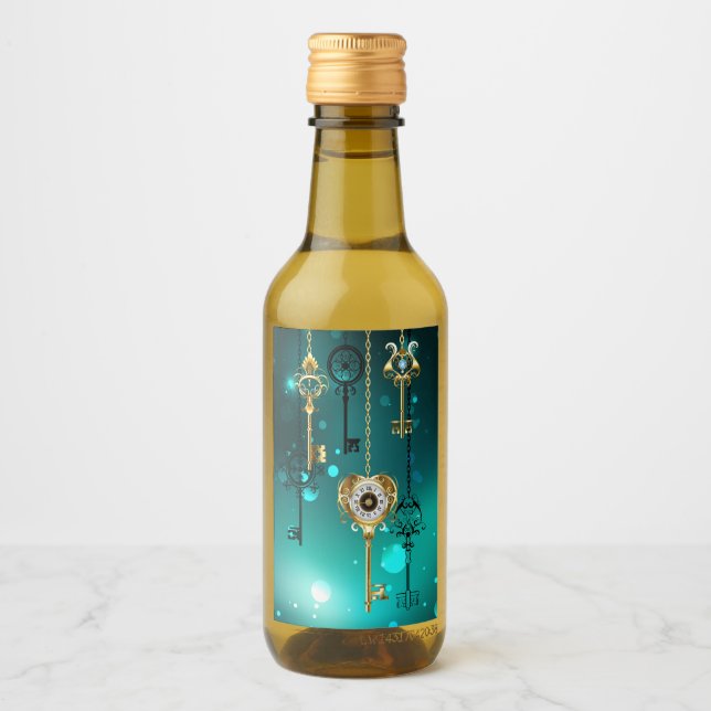 Antike Skeleton Keys on Green Background Weinetikett (Vorderseite)