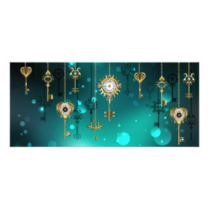 Antike Skeleton Keys on Green Background Werbekarte