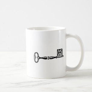Antike Skelett-Schlüsselgravur Kaffeetasse