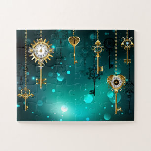 Antike Skeletttasten auf grünem Hintergrund