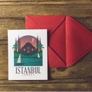 Antike Skyline von Istanbul Türkei Postkarte