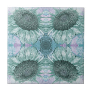 Antike Sonnenblume Grün Lila Blumenkunst Nouveau Fliese