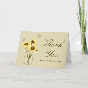 Antike Sonnenblumen auf Mason-Glas Hochzeits-Danke Dankeskarte