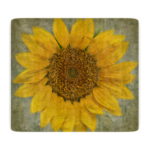 Antike Sonnenblumen-Glas-Schneidbrett Schneidebrett