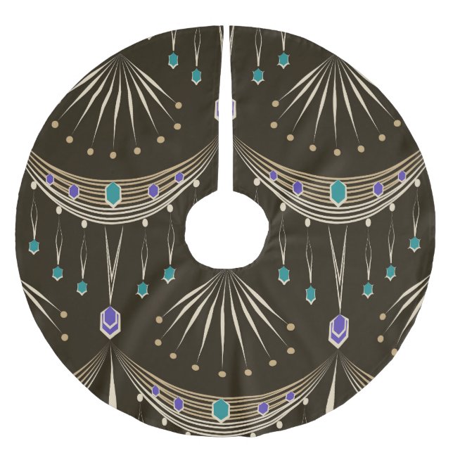 Antike Spitze, geometrisches nahtloses Muster. Polyester Weihnachtsbaumdecke (Vorderseite)