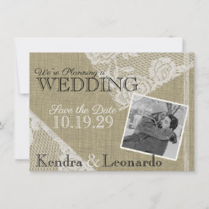 Antike Spitze Romantische Save-the-Date-Karte Save The Date