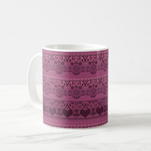 Antike Spitze rosa braun Lochmuster zur Dekoration Kaffeetasse