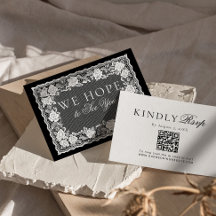 Antike Spitze Schwarz Weiß Deckchen QR-Code RSVP