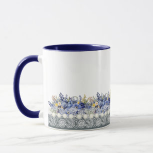 Antike Spitze und Perlen Blumenmuster Tasse