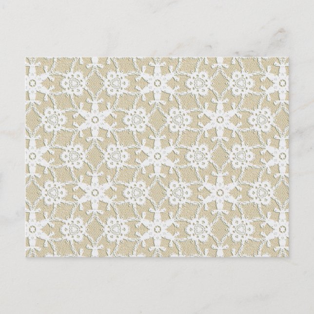 Antike Spitze - weiß und beige Postkarte (Vorderseite)