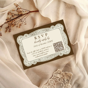 Antike Spitzen-Hochzeit RSVP-Karte in Altgeld-Brau RSVP Karte