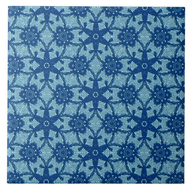 Antike Spitzen - Saphir und blass blau Fliese (Vorderseite)