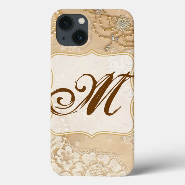Antike Spitzen-Schmuck viktorianische Monogramm-IP Case-Mate iPhone Hülle (Rückseite)
