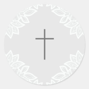 Antike Spitzenkreuz-Taufaufkleber Runder Aufkleber