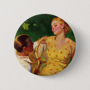 Antike Sport Tennis, Liebe und Romantik Button