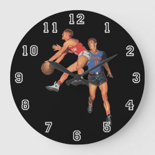 Antike Sportart, Basketballspieler in einem Spiel Große Wanduhr