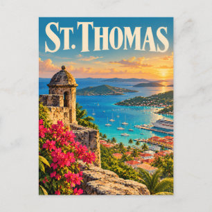 Antike St. Thomas Amerikanische Jungferninseln Postkarte