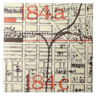 Antike Stadtplan-Muster von Philadelphia PA Fliese