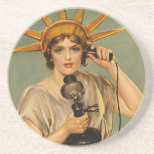 Antike Statue of Liberty, WWI patriotische Kriegsa Sandstein Untersetzer
