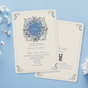 Antike Staubblaue Hochzeit Einladung