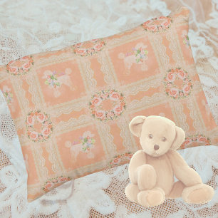 Antike staubige Pfirsich-Pudel-Patchwork Dekokissen