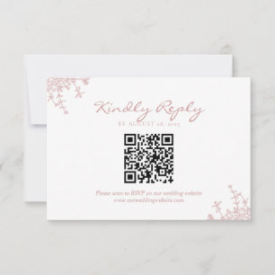Antike Staubrosa Blumenwappen QR-Code Hochzeit RSVP Karte