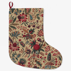 Antike Stickerei Blumenmuster Möbelstoff Großer Weihnachtsstrumpf