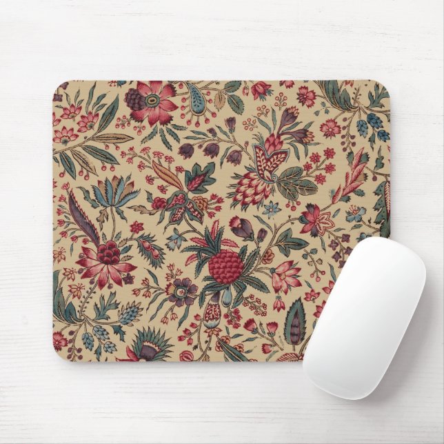 Antike Stickerei Florale Möbelstoff-Optik Mousepad (Mit Mouse)