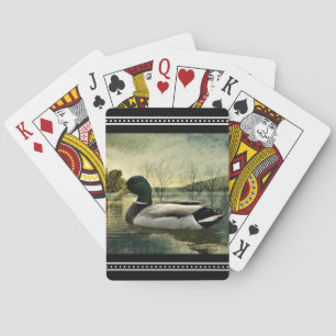 Antike Stockente verwitterte Postkarte Spielkarten
