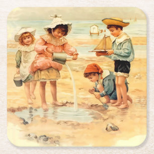 Antike Strandjungen und -mädchen in der Kunst Rechteckiger Pappuntersetzer