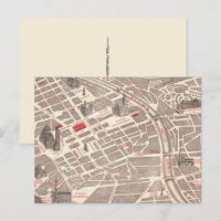 Antike Straßekarte von Florenz Postkarte