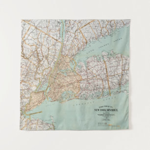 Antike Straßenkarte der New York District Galerie Wandteppich