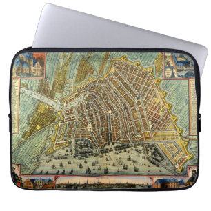 Antike Straßenkarte von Amsterdam, Niederlande Laptopschutzhülle