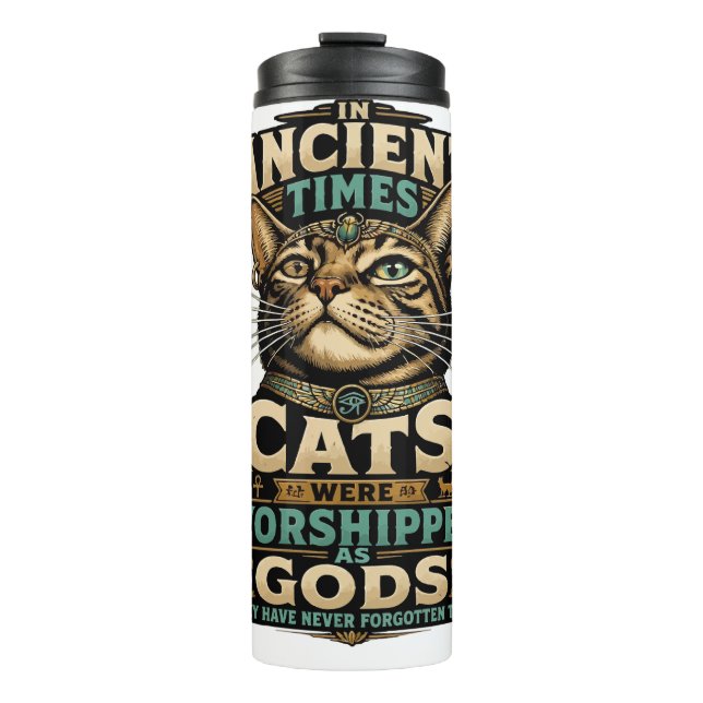 Antike Tabby-Katzenattitüde Thermosbecher (Vorderseite)