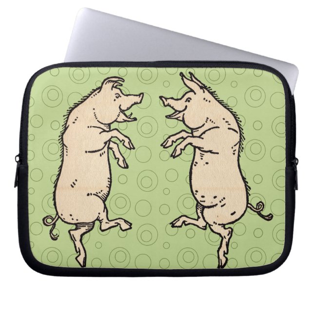 Antike Tanzschweine: Whimsical Vintag Piggy Jig Laptopschutzhülle (Vorderseite)