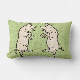Antike Tanzschweine: Whimsical Vintag Piggy Jig Lendenkissen
