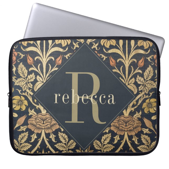 Antike Tapete William Morris Monogramm Laptopschutzhülle (Vorderseite)
