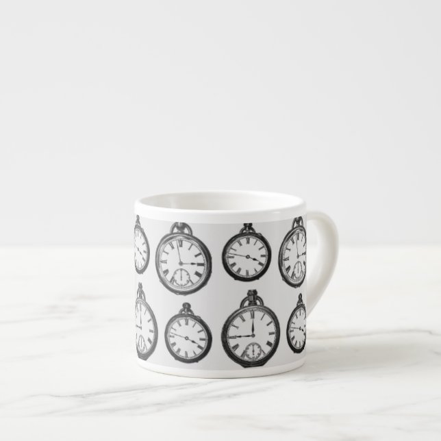 Antike Taschenuhr-Muster Espressotasse (Vorderseite Rechts)