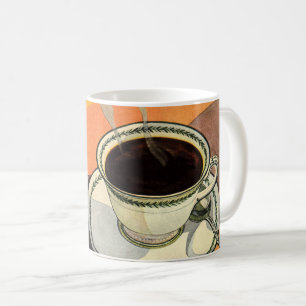 Antike Tasse Kaffee, Untertasse, Löffel, Retro-Din