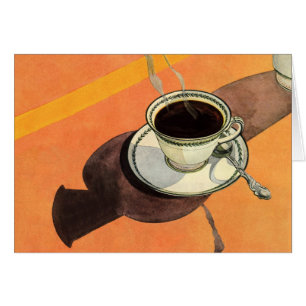 Antike Tasse Kaffee, Untertasse, Löffel, Retro-Din