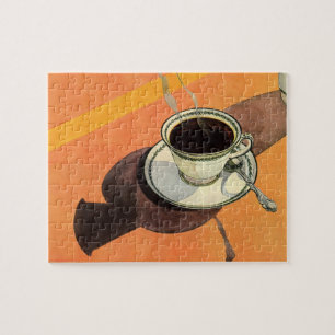 Antike Tasse Kaffee, Untertasse, Löffel, Retro-Din