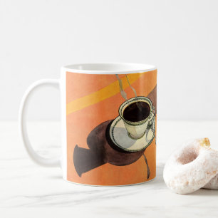 Antike Tasse Kaffee, Untertasse, Löffel, Retro-Din