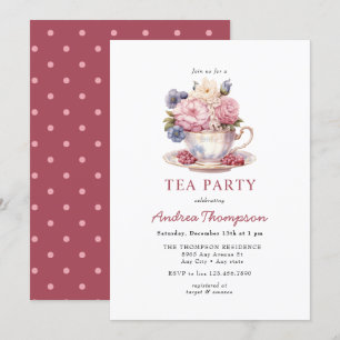 Antike Teeparty Blumen Teeparty Einladung